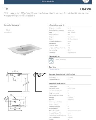 Lavabo tesi ideal standard