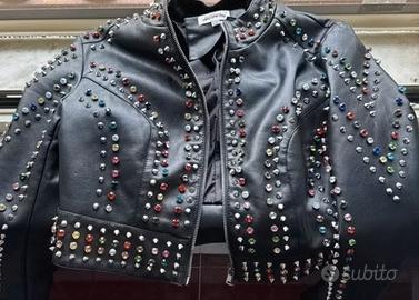 chiodo donna tg s/m borchie argento e colorate 