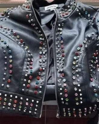 chiodo donna tg s/m borchie argento e colorate 