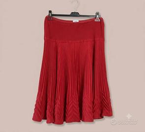 Gonna longuette  made in Italy rossa plissettata