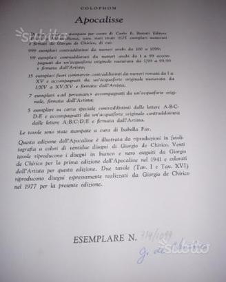Libro arte Apocalisse De Chirico