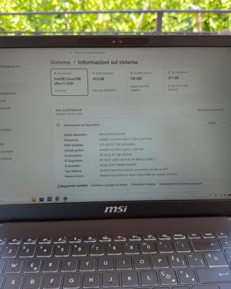 Notebook Msi ultra 5 / 125 H 16G Ram,