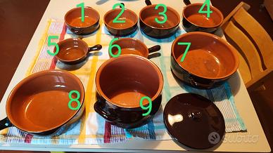 Set pentole padelle casseruole terracotta 10 pezzi
