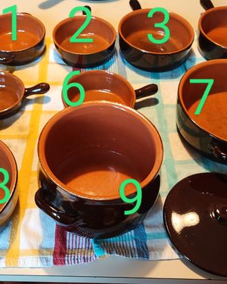 Set pentole padelle casseruole terracotta 10 pezzi