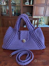 borsa trapezoidale in cordino colore lilla