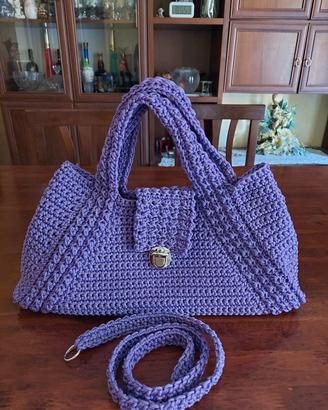borsa trapezoidale in cordino colore lilla