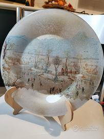 Piatto lavorato dipinto a mano con supporto