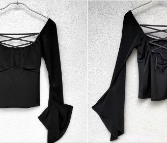 TOP CON PIZZO, LACCI, MANICHE CON SPACCO *NUOVO*