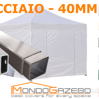 Gazebo pieghevole 3x3  acciaio 4cm per fiera 4lati