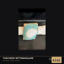 Anello turchese rettangolare artigianale -