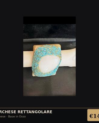 Anello turchese rettangolare artigianale -
