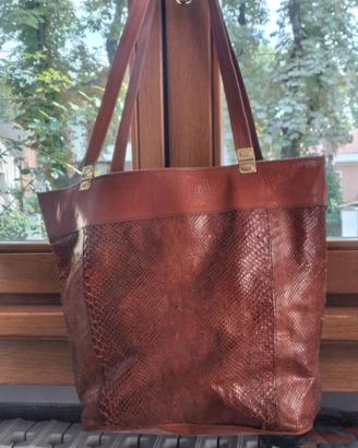 Borsa da donna a secchiello in vero pitone