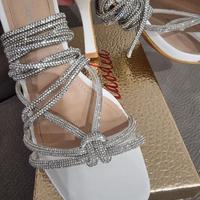 Sandali con tacco bianco e argento N.37