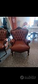 coppia poltrone in vera pelle stile classico