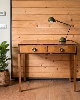 Scrittoio anni '50 a 2 cassetti, pomoli in ottone