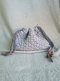 Mini Bag Grigio Ghiaccio Crochet Fatta a Mano 