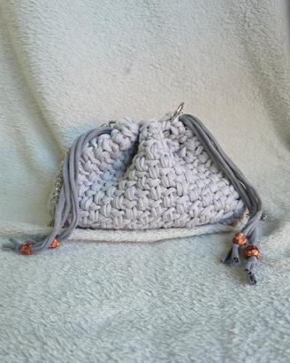 Mini Bag Grigio Ghiaccio Crochet Fatta a Mano 