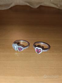 Lotto 2 Anelli Cuore con Pavé - Marca Pandora