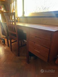 Scrivania + mobile vintage in legno naturale – gra