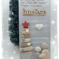 Quadretto handmade natalizio Nonno con sassi