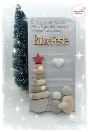 Quadretto handmade natalizio Nonno con sassi