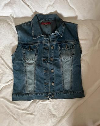 Giacca di jeans smanicata da donna