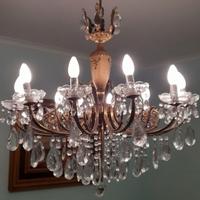 lampadario ottone e cristallo