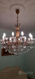 lampadario ottone e cristallo