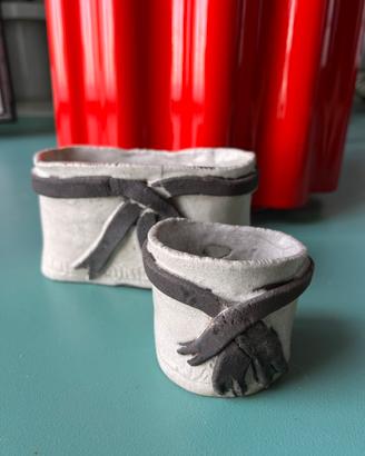 Coppia di portaoggetti ceramica Raku
