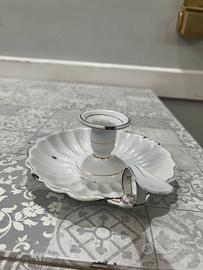 Portacandela in smalto bianco,  "bugia".