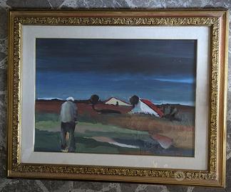 Antonio Berté Olio Su Tela 50x70 Paesaggio
