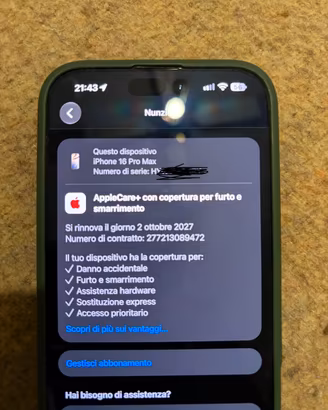 Iphone 16 pro max 256 con applecare+