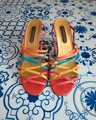 Sandali vintage in pelle multicolor Pino Bologna