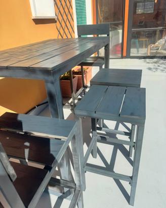 Set Tavolo alto +2 sedie +2 sgabelli MaisondMonde