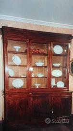 -LIBRERIA A TRE PORTE IN PIUMA DI MOGANO