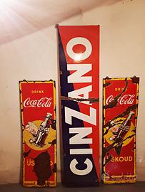 INSEGNE SMALTATE XXL CINZANO E COCA COLA