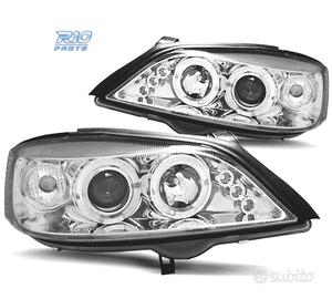 FARI PER OPEL ASTRA G 97-04 ANGEL EYES FONDO CROMA