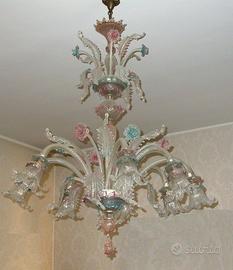 Lampadario Rezzonico in vetro di murano a 8 bracci
