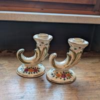 Coppia Candelabri Vintage in Ceramica 