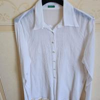Camicia anni 2000 benetto con decoro all'uncinetto