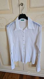 Camicia anni 2000 benetto con decoro all'uncinetto