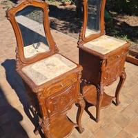 Comodini antiquariato con specchio e marmo