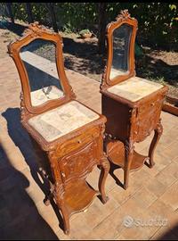 Comodini antiquariato con specchio e marmo