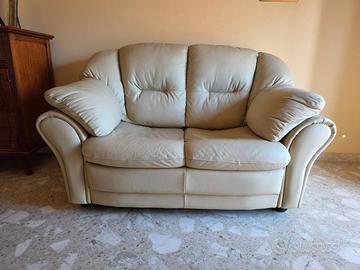 Divano a 2 posti pelle beige sofà
