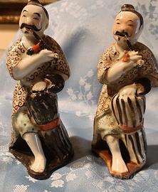Coppia statuette antiche cinesi  FUMATORI DI PIPA