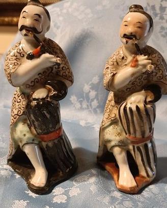 Coppia statuette antiche cinesi  FUMATORI DI PIPA