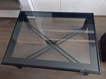 Tavolino salotto nero moderno con piano in vetro