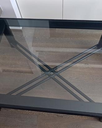Tavolino salotto nero moderno con piano in vetro