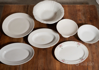 Set di 7 piatti in ceramica da cucina anni 1900