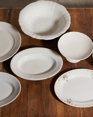 Set di 7 piatti in ceramica da cucina anni 1900